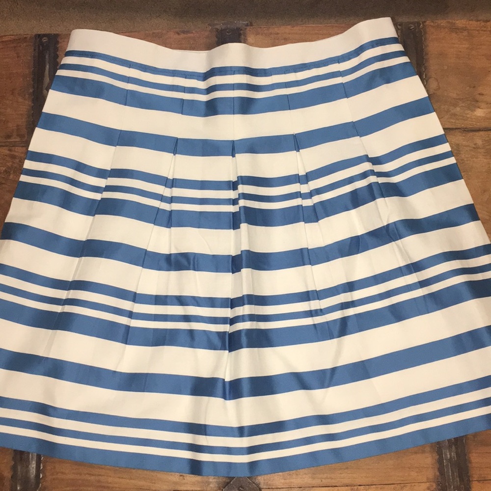 LOFT Blue and White Striped A-Line Skirt
